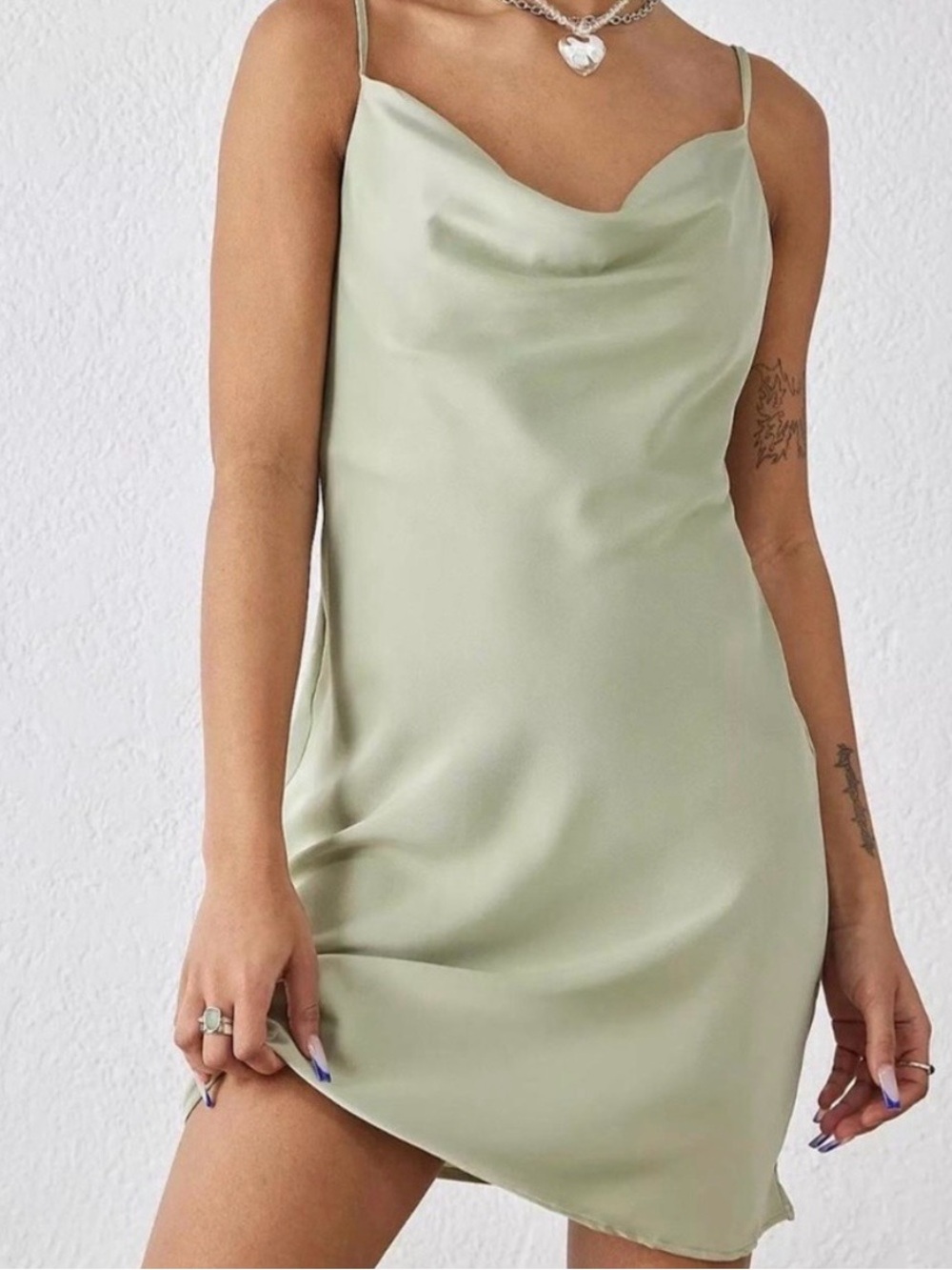 Urban Outfitters Sage Green Satin Mini Dress